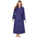 Plus Size Women's Long Flannel Robe by Dreams & Co. in Plum Burst Plaid (Size M)