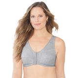 Plus Size Women's Cotton Front-Close Wireless Bra by Comfort Choice in Heather Grey (Size 38 B)