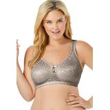 Plus Size Women's Jacquard Wireless Bra by Comfort Choice in Light Taupe (Size 48 C)