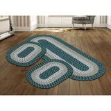 Braid Collection 3pc Set Stain Resistant Reversible Indoor Oval Area Rug by Better Trends in Hunter Stripe
