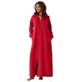 Plus Size Women's Long Hooded Fleece Sweatshirt Robe by Dreams & Co. in Classic Red (Size 6X)