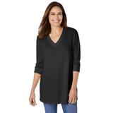 Plus Size Women's Three-Quarter Sleeve Thermal Sweatshirt by Woman Within in Black (Size 38/40)