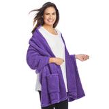Plus Size Women's Drape-Over Sherpa Wrap by Dreams & Co. in Plum Burst (Size 1X/2X) Robe