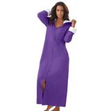 Plus Size Women's Sherpa-lined long hooded robe by Dreams & Co.® in Plum Burst (Size 2X)