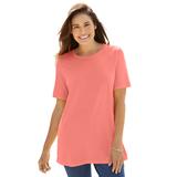 Plus Size Women's Perfect Short-Sleeve Crewneck Tee by Woman Within in Sweet Coral (Size S) Shirt