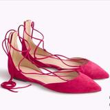 J. Crew Shoes | New J. Crew Suede Lace-Up Pointed-Toe Flats | Color: Pink | Size: 6.5