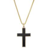 14k Yellow Gold & Onyx Cross Pendant Necklace - Metallic - Effy Necklaces