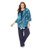 Plus Size Women's Three-Piece Pantsuit by Roaman's in Cool Abstract Stripe (Size 20 W)