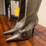 Nine West Shoes | Distressed Metallic Bootie | Color: Gold | Size: 6.5