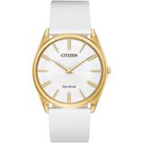 Stiletto Eco-drive Gold White Dial Stainless Steel Watch - White - Citizen Watches