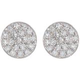 14k White Gold Micro Diamond Pave Circular Stud Earrings - Metallic - Ron Hami Earrings