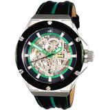 Ak2240 Automatic Green Dial Black Leather Watch -0mgn - Green - Adee Kaye Watches