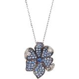 Sterling Silver Sapphire Flower Pendant Necklace In Blue At Nordstrom Rack - Blue - Suzy Levian Necklaces