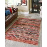 Red Indoor Area Rug - Bungalow Rose Mansbury Geometric Area Rug Chenille, Cotton in Red, Size 66.0 H x 42.0 W x 0.16 D in | Wayfair