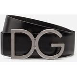 Calfskin Belt With Dg Logo - Black - Dolce & Gabbana Belts