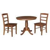 International Concepts 36 in. 3-Piece Bourbon Oak Round Extension Dining Table Set with 2-Side Chairs
