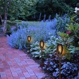 Alpine Corporation 20" Tall Outdoor Solar Powered Pathway LED Torch Light Stakes Plastic in Black, Size 20.0 H x 3.0 W x 3.0 D in | Wayfair