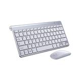 eDooFun Computer Mouse Silver - Silver 2.4G Wireless Keyboard & Mouse