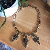 J. Crew Jewelry | J Crew Bronze Gem Feather Necklace | Color: Gold/Tan | Size: Os