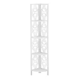 Monarch Geometric Etagere 4-Shelf Corner Bookcase, White