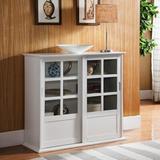 Red Barrel Studio® Bloodworth China Cabinet Wood in White, Size 36.0 H x 40.0 W x 16.0 D in | Wayfair RDBS4232 30525911