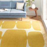 Brown/Yellow Area Rug - Wade Logan® Guyette Geometric Handmade Tufted Wool Mustard/Cream Area Rug Wool in Brown/Yellow | Wayfair