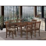 Winston Porter Valletta Butterfly Leaf Solid Wood Rubberwood Dining Set Wood/Upholstered Chairs in Brown, Size 29.0 H in | Wayfair