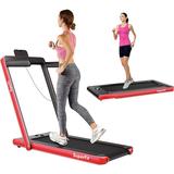Costway 2 in 1 Folding Treadmill with Bluetooth Speaker Remote Control-Red