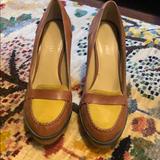 Nine West Shoes | Leather And Suede Loafer Pump By Nine West 5!! | Color: Brown/Yellow | Size: 7.5