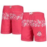 Youth Wes & Willy Scarlet Ohio State Buckeyes Inset Floral Swim Trunk