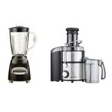 BRENTWOOD APPLIANCES 2-Speed Electric Juice Extractor w/ 42-Ounce 12-Speed + Pulse Electric Blender w/ Glass Jar in Black | Wayfair KITBTC2CKR27