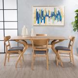 George Oliver Dashonda 4 - Person Dining Set Wood/Upholstered Chairs in Brown, Size 30.0 H in | Wayfair 1ECDACE736BF4B0E9B1CF20B456A2628