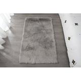 Everly Quinn "Cozy Collection" Ultra Soft Fluffy Faux Fur Sheepskin Area Rug/Faux Fur in Gray, Size 84.0 H x 60.0 W x 3.5 D in | Wayfair