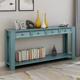 Red Barrel Studio® Haiyan 64" Wide 4 Drawer Pine Buffet Table Wood in Blue/Brown/Green, Size 30.0 H x 64.0 W x 15.0 D in | Wayfair