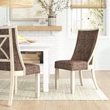 Sand & Stable™ Seaford Traditional Side Chair in Antique White Wood/Upholstered in Brown/White, Size 40.75 H x 23.0 W x 25.0 D in | Wayfair