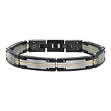 "Men's LYNX Two Tone Ion-Plated Stainless Steel Bracelet, Size: 8.5"", Multicolor"