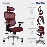 Nouhaus Inc Ergo3D Rolling Ergonomic Mesh Executive Chair Wood/Upholste/Mesh in Red, Size 49.01 H x 27.95 W x 27.16 D in | Wayfair