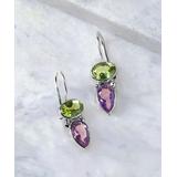 YS Gems Women's Earrings Purple - Peridot & Amethyst Tiered Drop Earrings
