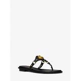 Michael Kors Conway Logo Charm Leather Sandal Black 5.5