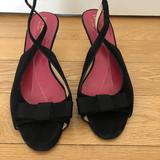 Kate Spade Shoes | Kate Spade Black Satin Slingback Kitten Heel | Color: Black | Size: 8.5