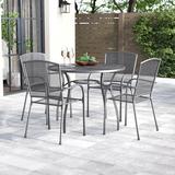 Greyleigh™ Brenner Round 4 - Person 37.2" Long Dining Set Metal in Gray, Size 28.5 H x 37.2 W x 37.2 D in | Wayfair