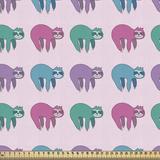 East Urban Home Ambesonne Jungle Cartoon Fabric By The Yard, Symmetric Colorful Pattern Of Continuous Exotic Sloth Animal, Size 58.0 H x 36.0 W in