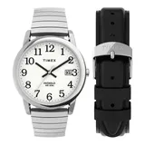 Timex Easy Reader Men's Expansion Band Watch & Leather Strap Box Set - TWG025400JT, Size: Medium, Silver