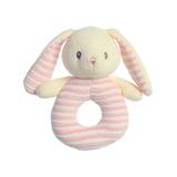 ebba Plush Rattle - Pink & White Stripe Bunny Ring Rattle