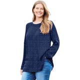 Plus Size Women's Washed Thermal Raglan Sweatshirt by Woman Within in Evening Blue Lotus Field (Size 18/20)