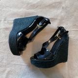 Burberry Shoes | Burberry Patent Leather Espadrille Wedges | Color: Black | Size: 6.5