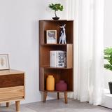 George Oliver 3-shelf Corner Bookcase Industrial Cube Bookshelf A-shaped Display Corner Storage Tall Bookshelf Multifunctional Storage Display Stand S