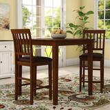 Andover Mills™ Tybalt Traditional 3 Piece Counter Height Solid Wood Dining Set Wood/Upholstered Chairs in Brown, Size 36.0 H in | Wayfair