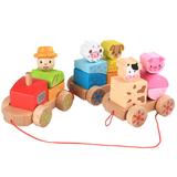 Huassa Wooden Rocking Farm Animals Pull Train Toy, Size 4.92 H x 4.92 W in | Wayfair HwaaGXC2103175037