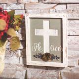 The Holiday Aisle® Religious Easter Cross Wall Sign - Home Decor - 1 Piece in Gray/White, Size 10.0 H x 8.0 W x 1.5 D in | Wayfair